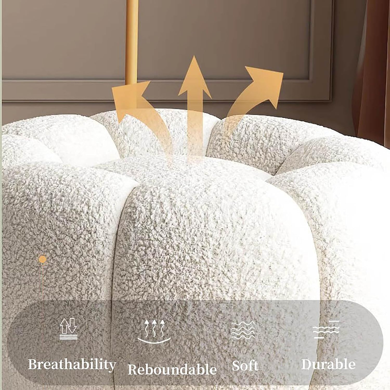 Boucle Pumpkin Puffy Stool - Image 7