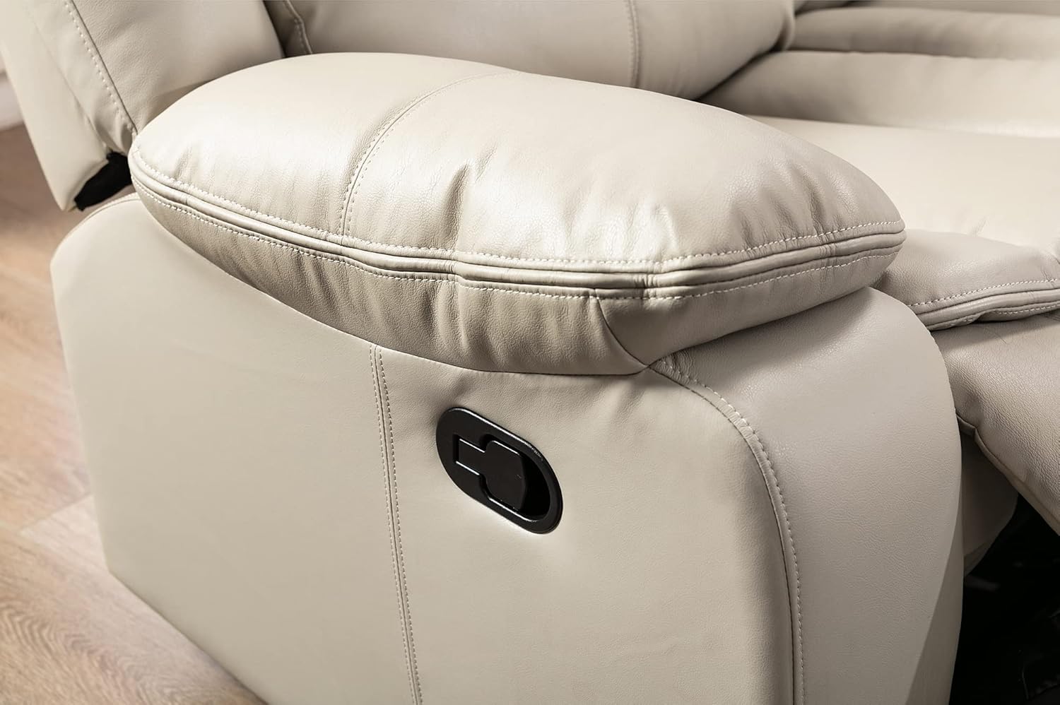 Familymill Breathable Leather Manual Reclining 3-Seat Sofa for Living Room/Office/RV - Image 8