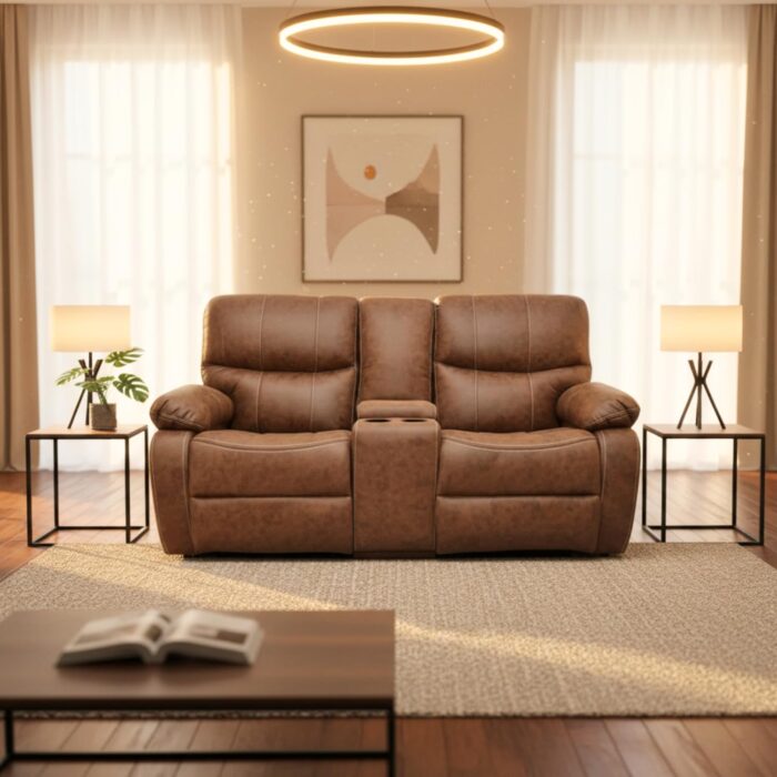 The Couch Cell | Tan Suede Fabric Upholstered Recliner