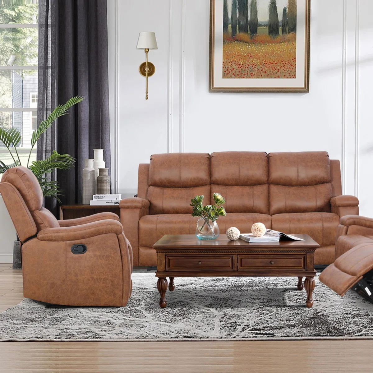 Chesa 2 Piece Faux Leather Reclining Living Room Set with Hidden Cupholder - Image 6