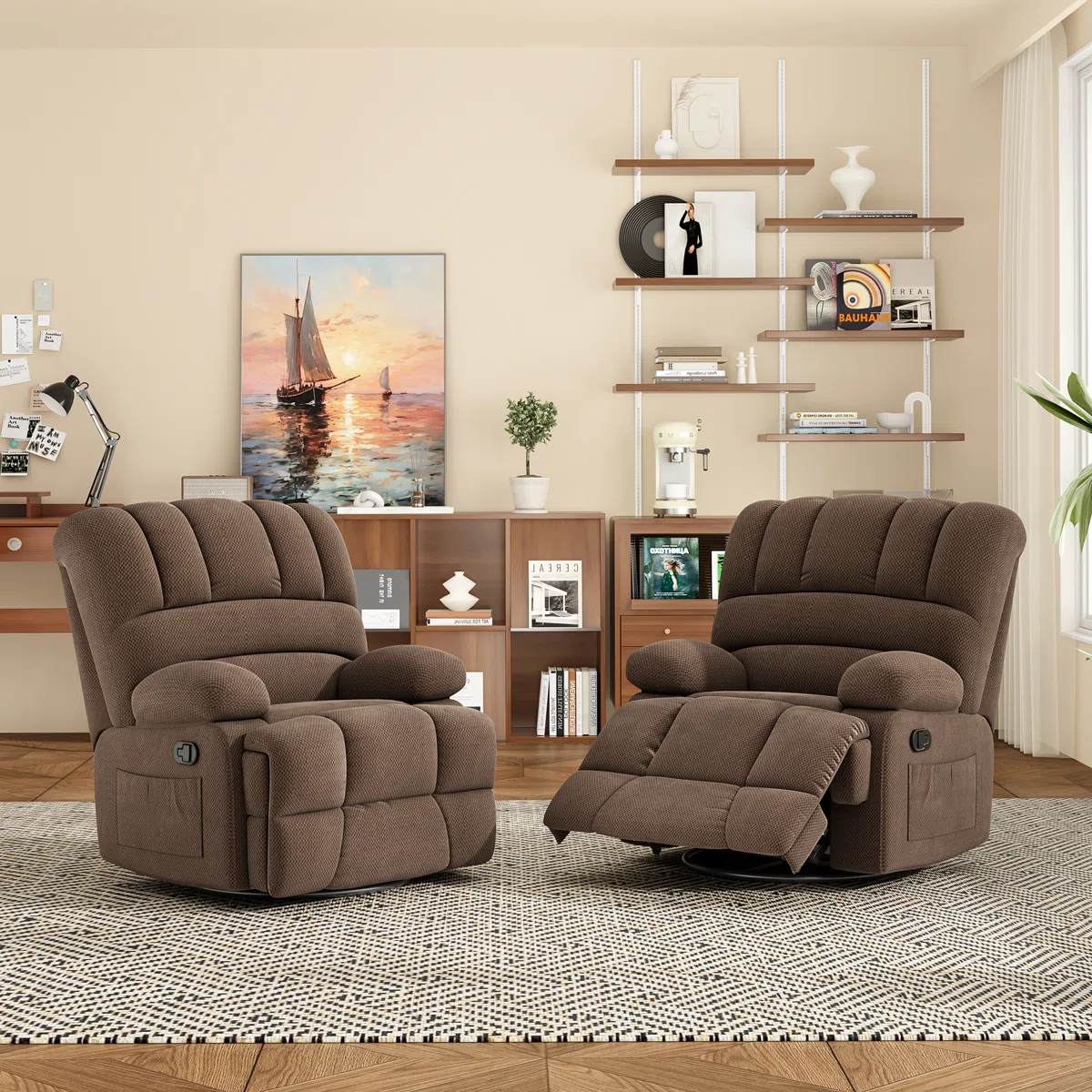 Heald 40.94"W Upholstered Swivel Rocker Recliner - Image 8