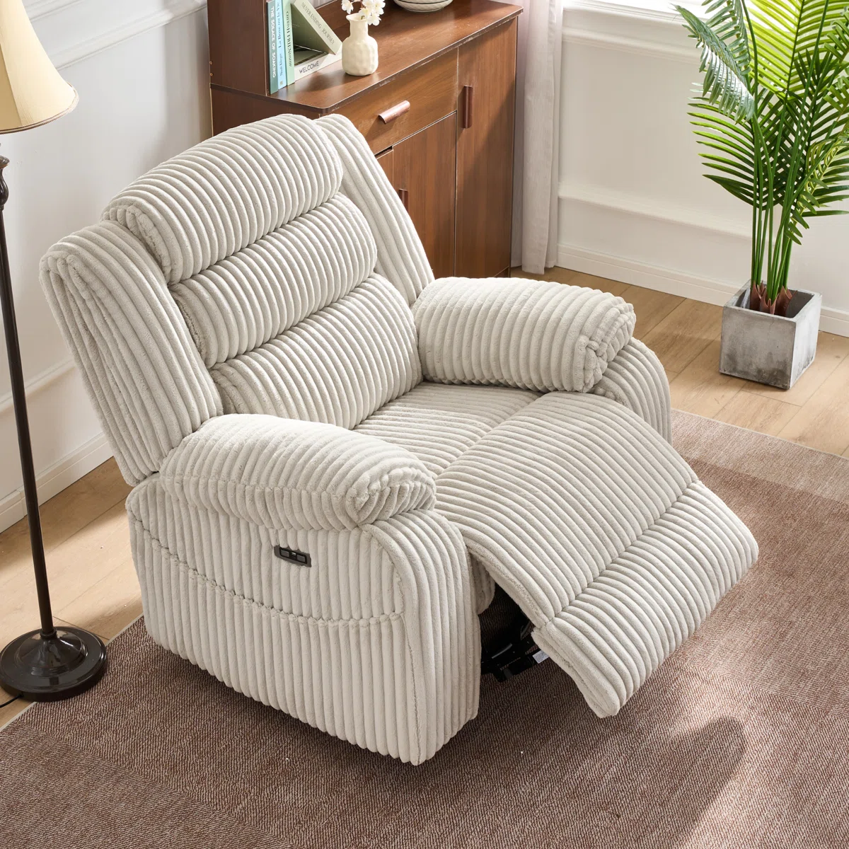 Extra Wide Rocker Power Recliner Chair 270° Swivel With Heat Massage - Usb & Type C Charging Port - Velvet Swivel Reclining Chair For Living Room Bedroom Office - Image 9