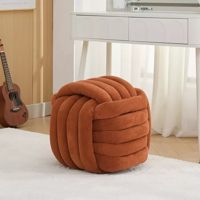 Ribbed Round Ottoman Puffy Stool