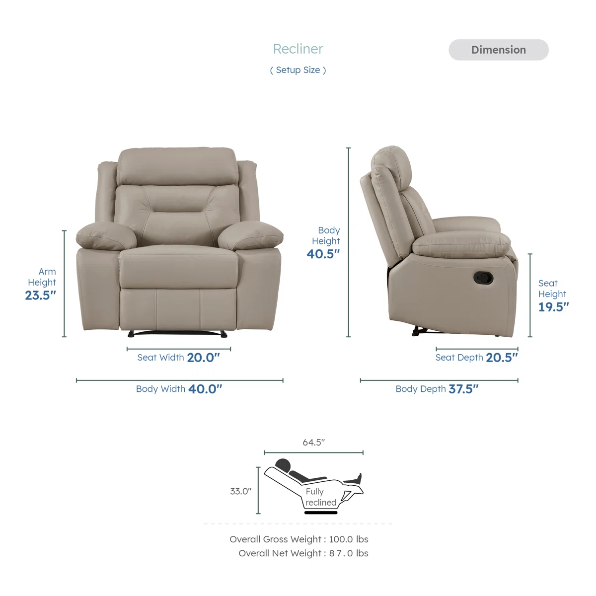 Huskins Modern & Contemporary Manual Reclining 3-Piece Living Room Set with 100% Top Grain Leather Seating Surfaces, Effortless Tab Pull Motion & Foam over Pocket Coils Comfort - Image 8