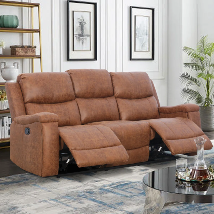 Ilkeston 3-Seater Manual Reclining Vegan Leather Sofa