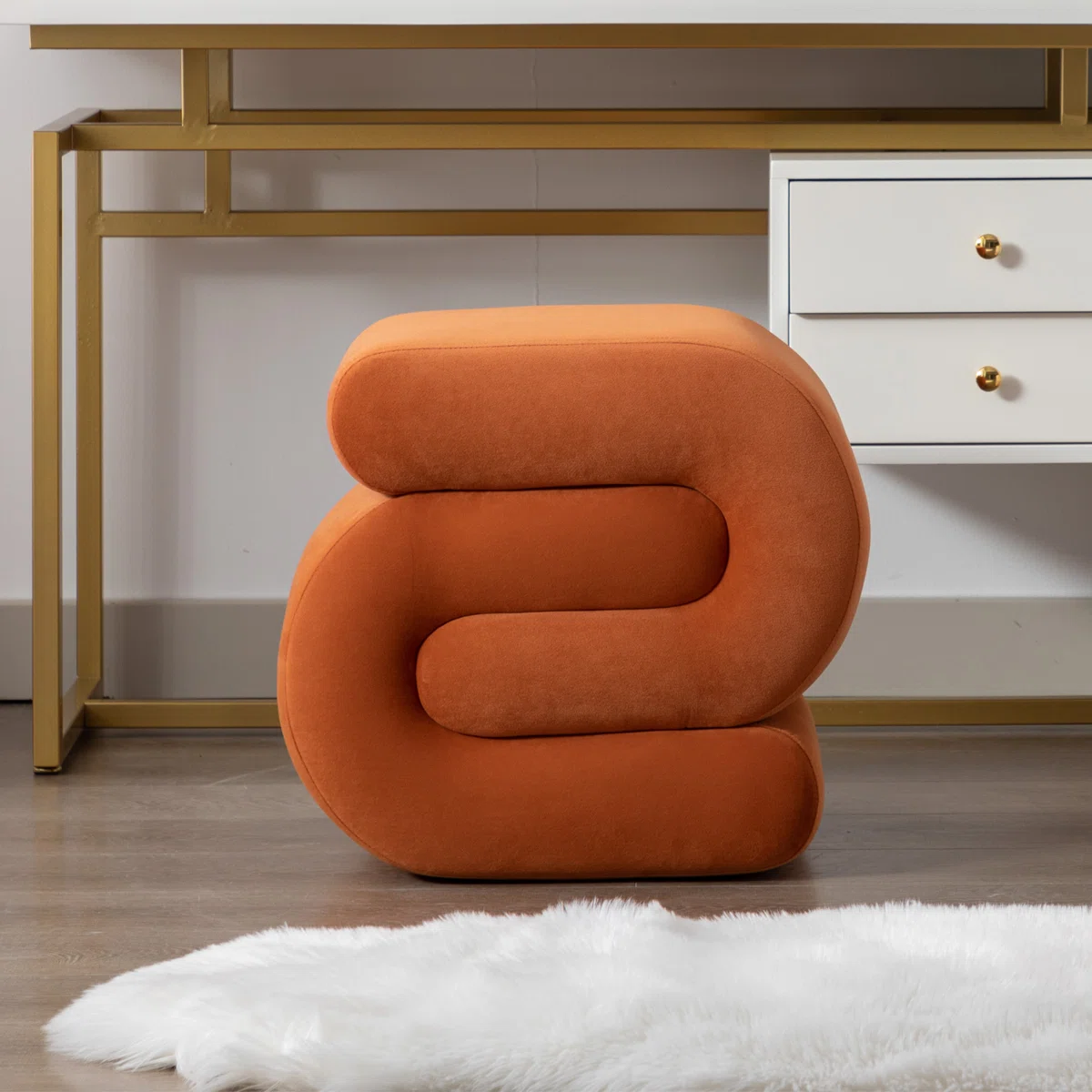 Sculptural Curved Ottoman Puffy Stool