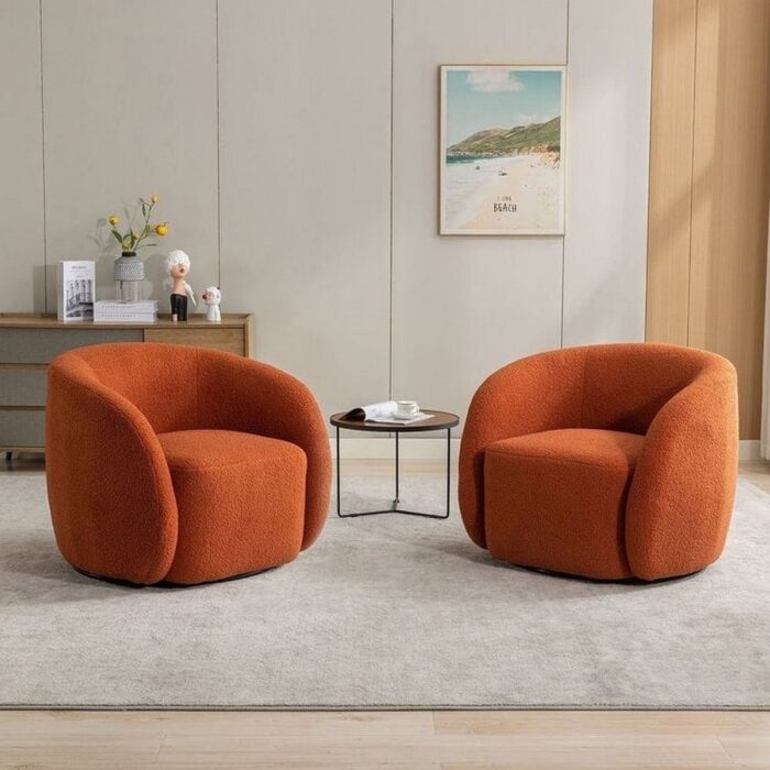 Munehito Upholstered Swivel Barrel Chair