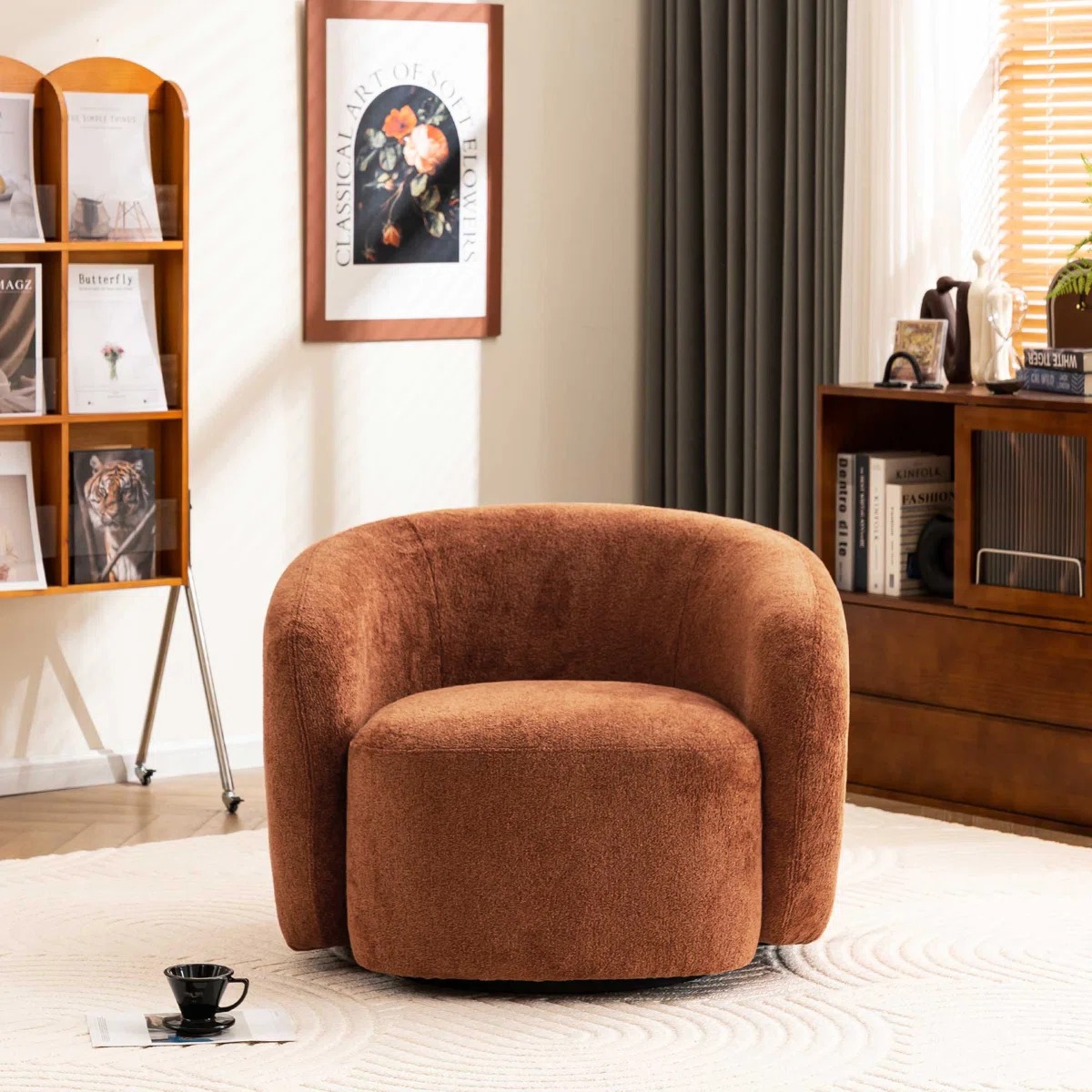 Munehito Upholstered Swivel Barrel Chair - Image 5